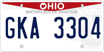 OH license plate GKA3304