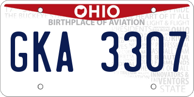 OH license plate GKA3307