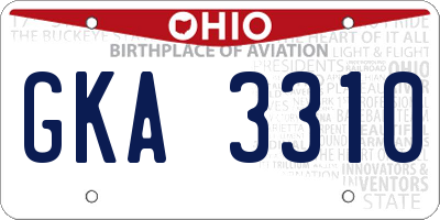 OH license plate GKA3310