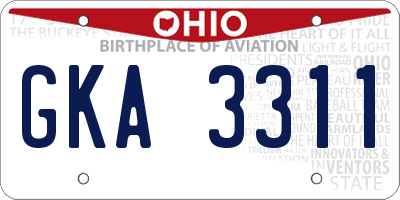 OH license plate GKA3311