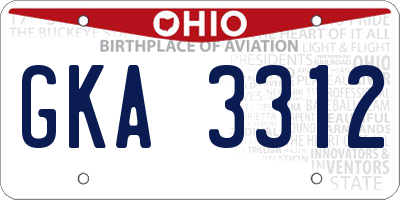 OH license plate GKA3312
