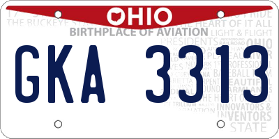 OH license plate GKA3313