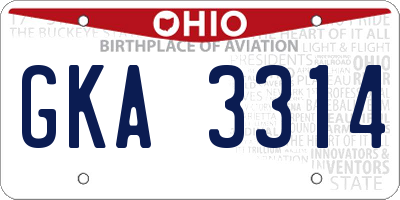 OH license plate GKA3314
