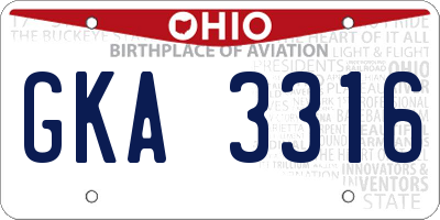 OH license plate GKA3316