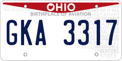 OH license plate GKA3317