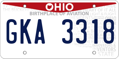 OH license plate GKA3318