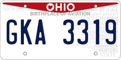 OH license plate GKA3319