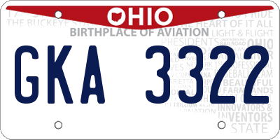OH license plate GKA3322