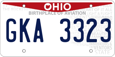 OH license plate GKA3323