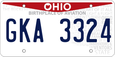 OH license plate GKA3324