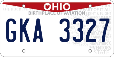 OH license plate GKA3327