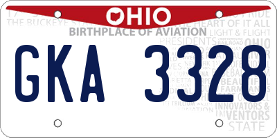 OH license plate GKA3328