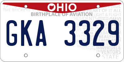 OH license plate GKA3329