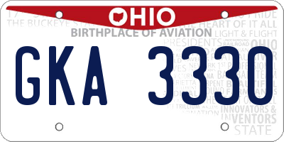 OH license plate GKA3330