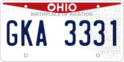OH license plate GKA3331