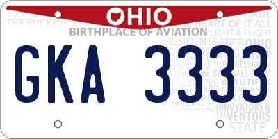OH license plate GKA3333