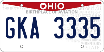 OH license plate GKA3335