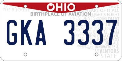 OH license plate GKA3337