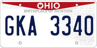 OH license plate GKA3340