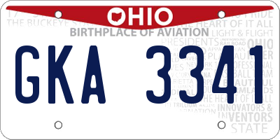 OH license plate GKA3341