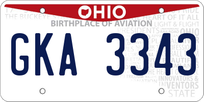 OH license plate GKA3343