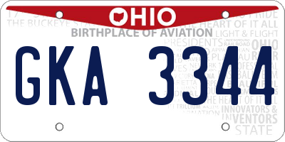 OH license plate GKA3344