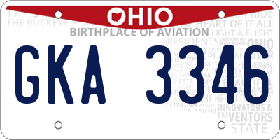 OH license plate GKA3346