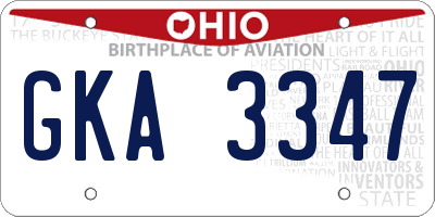 OH license plate GKA3347