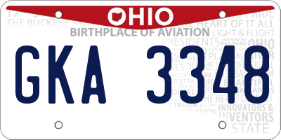 OH license plate GKA3348