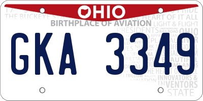OH license plate GKA3349