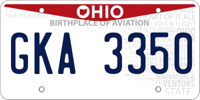 OH license plate GKA3350