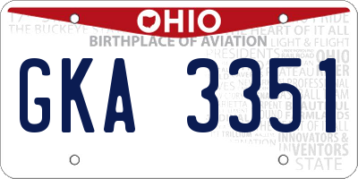OH license plate GKA3351