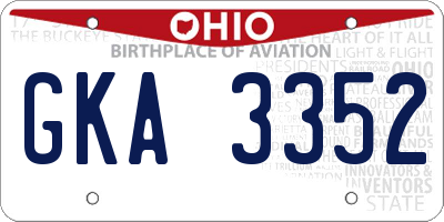 OH license plate GKA3352
