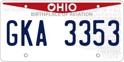 OH license plate GKA3353