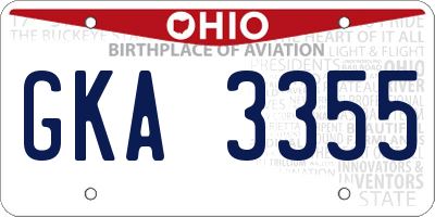 OH license plate GKA3355