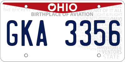 OH license plate GKA3356