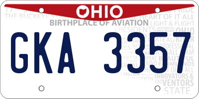 OH license plate GKA3357