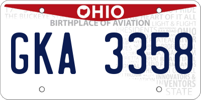 OH license plate GKA3358