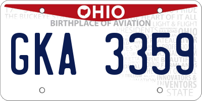 OH license plate GKA3359
