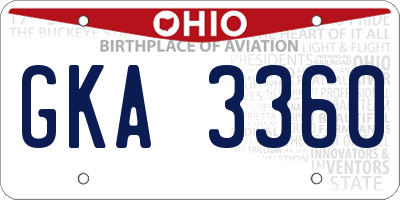 OH license plate GKA3360