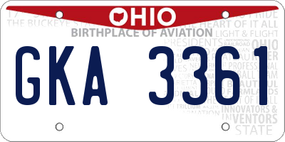 OH license plate GKA3361