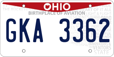 OH license plate GKA3362