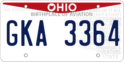 OH license plate GKA3364