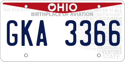 OH license plate GKA3366