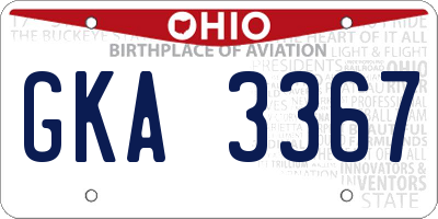 OH license plate GKA3367