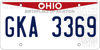 OH license plate GKA3369