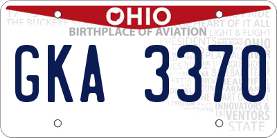 OH license plate GKA3370