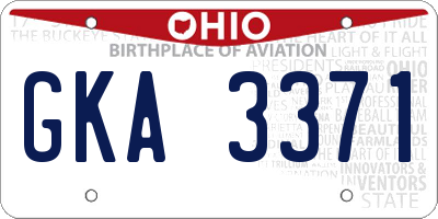 OH license plate GKA3371