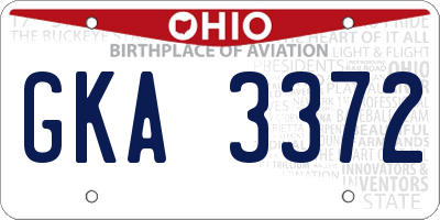 OH license plate GKA3372