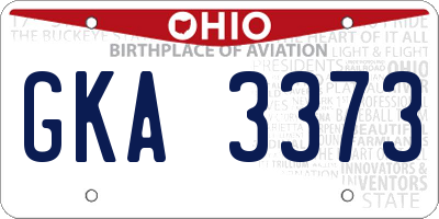 OH license plate GKA3373
